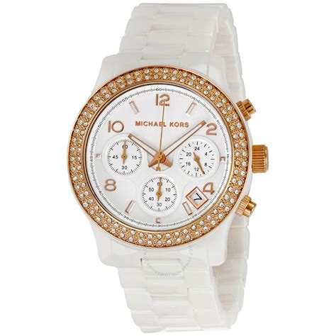 Michael Kors white ceramic and gold watch 